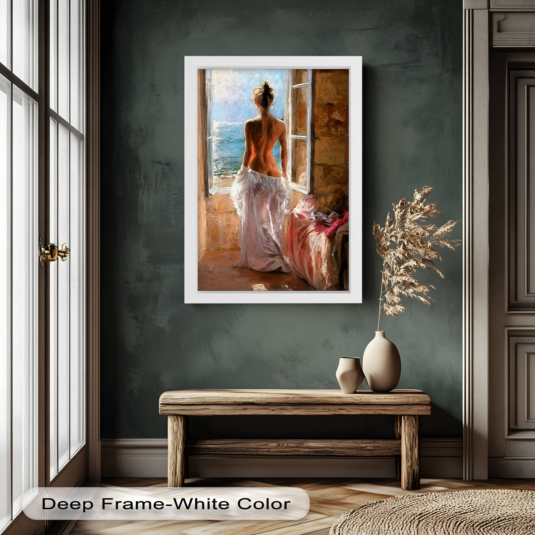 Whispers of the Sea – Romantic Woman by the Ocean Nude Oil Painting
