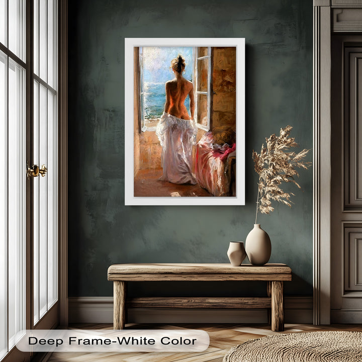 Whispers of the Sea – Romantic Woman by the Ocean Nude Oil Painting