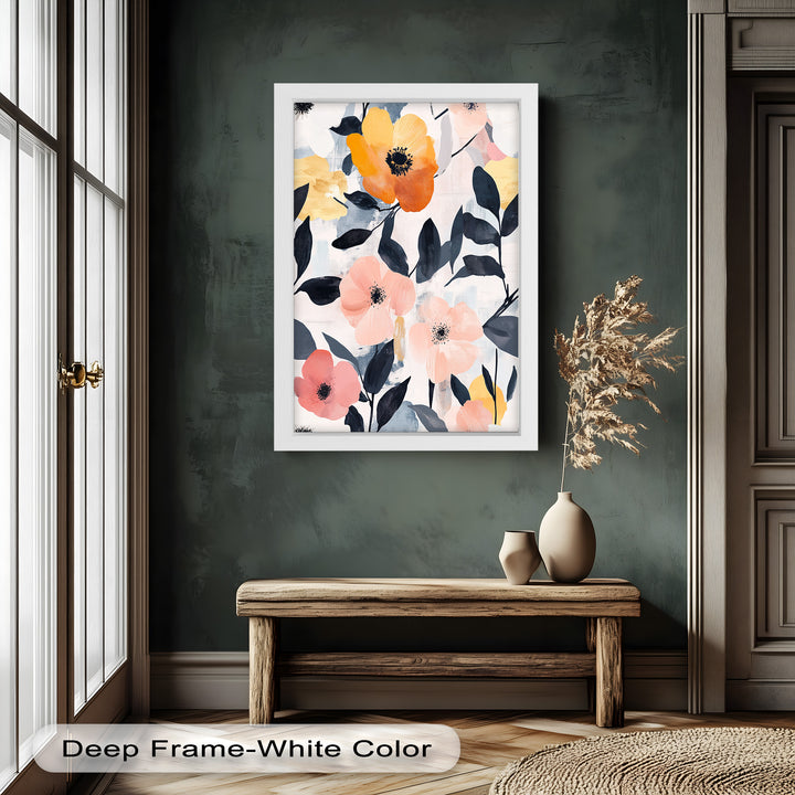 Soft Harmony – Peach and Mustard Floral Oil Painting