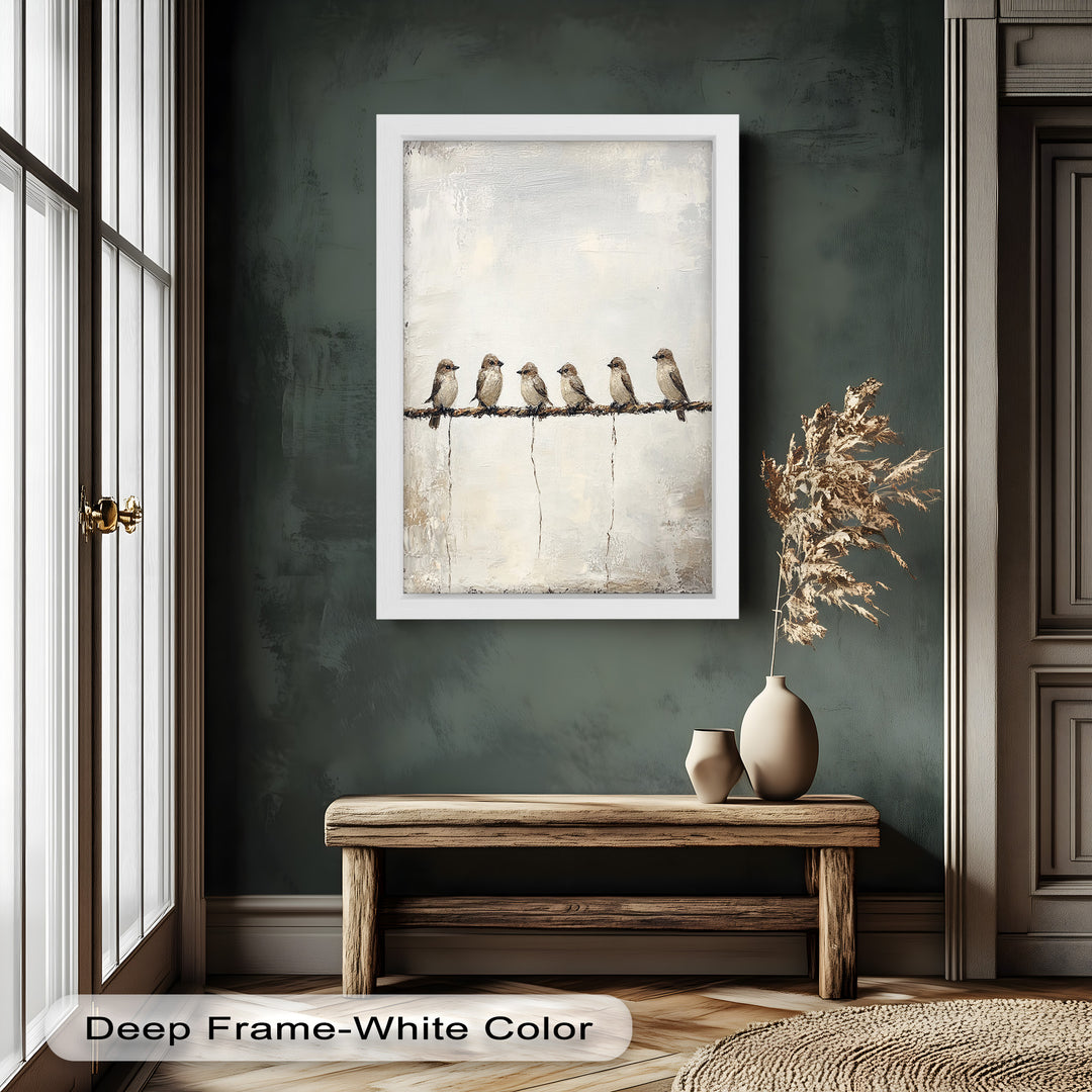Six Birds in Stillness – Animal Oil Painting