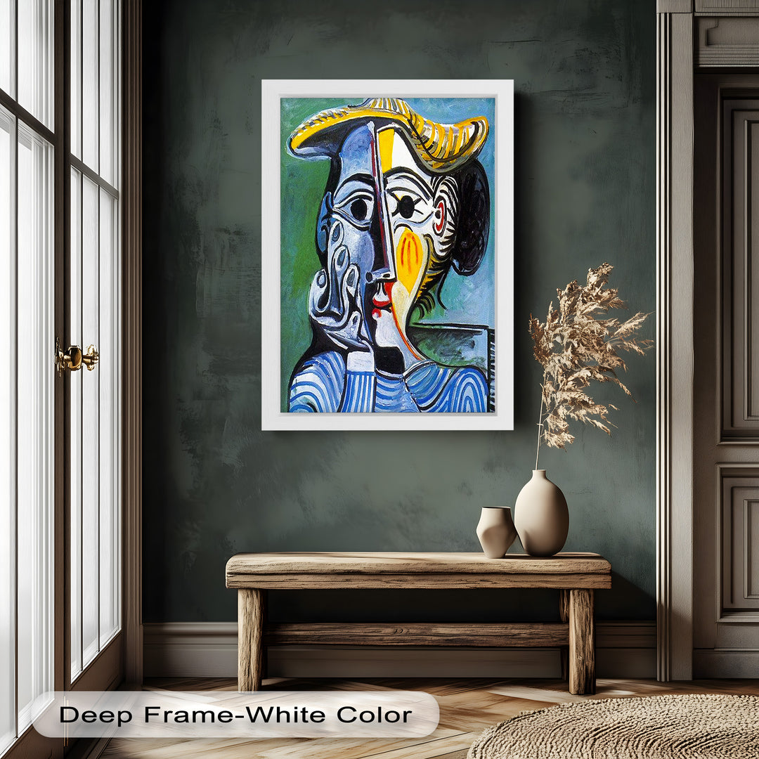 Striped Elegance – Picasso Cubist Portrait Oil Painting