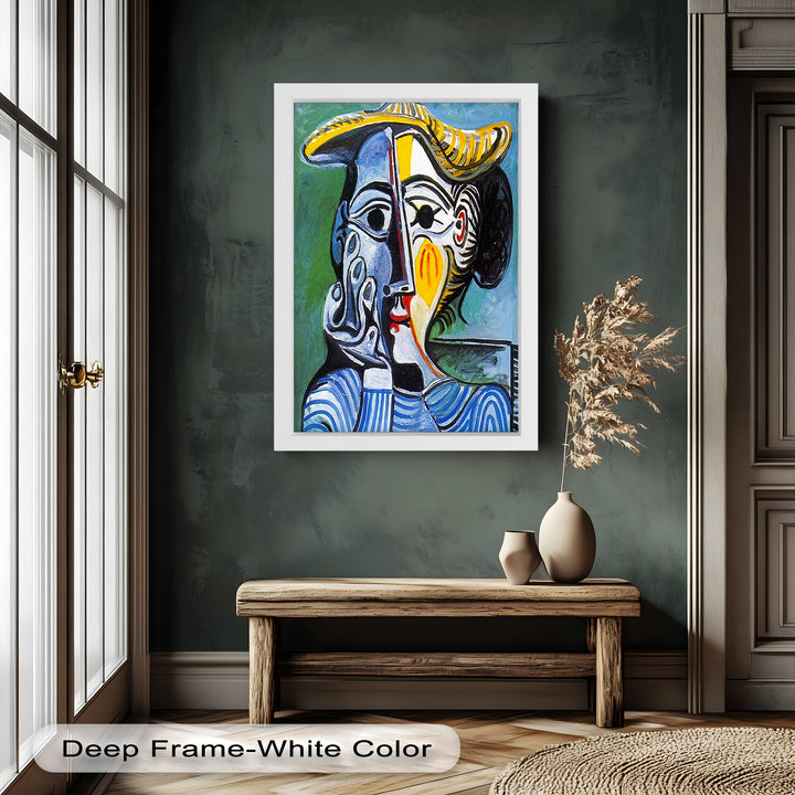Striped Elegance – Picasso Cubist Portrait Oil Painting