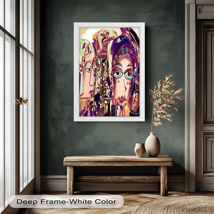Whispers in Color – Dual Faces with Expressive Eyes Picasso Oil Painting