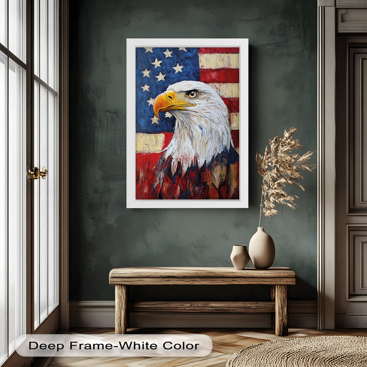Amerikanischer Weißkopfseeadler Portrait - Patriotisches Ölgemälde