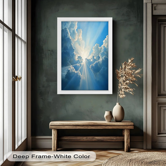 Heavenly radiance showcases the fluid, organic forms of clouds and light in this oil painting home decor, creating a sense of divine beauty.