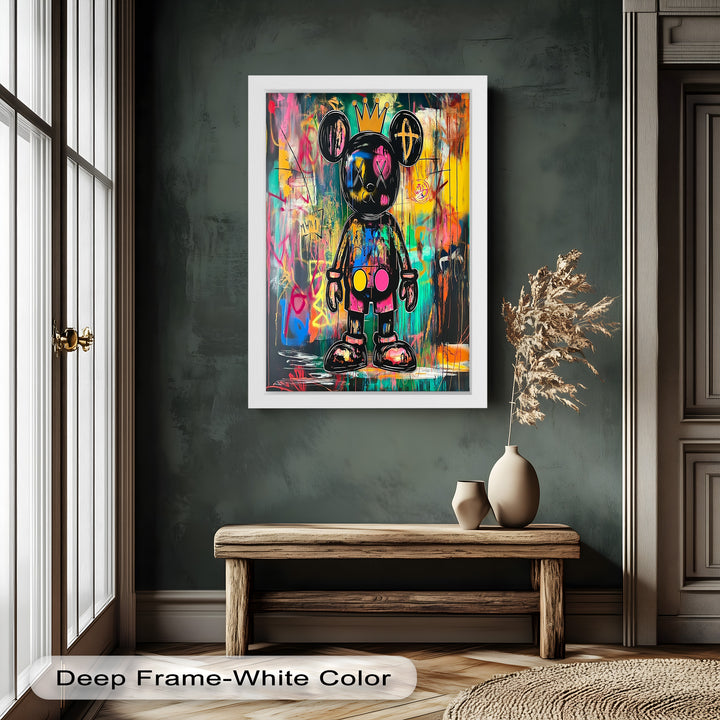 Crowned Chaos – Neon Royal KAWS Oil Painting