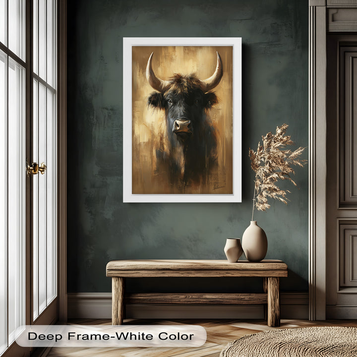 Bull in Amber Tones - Animal Oil Painting