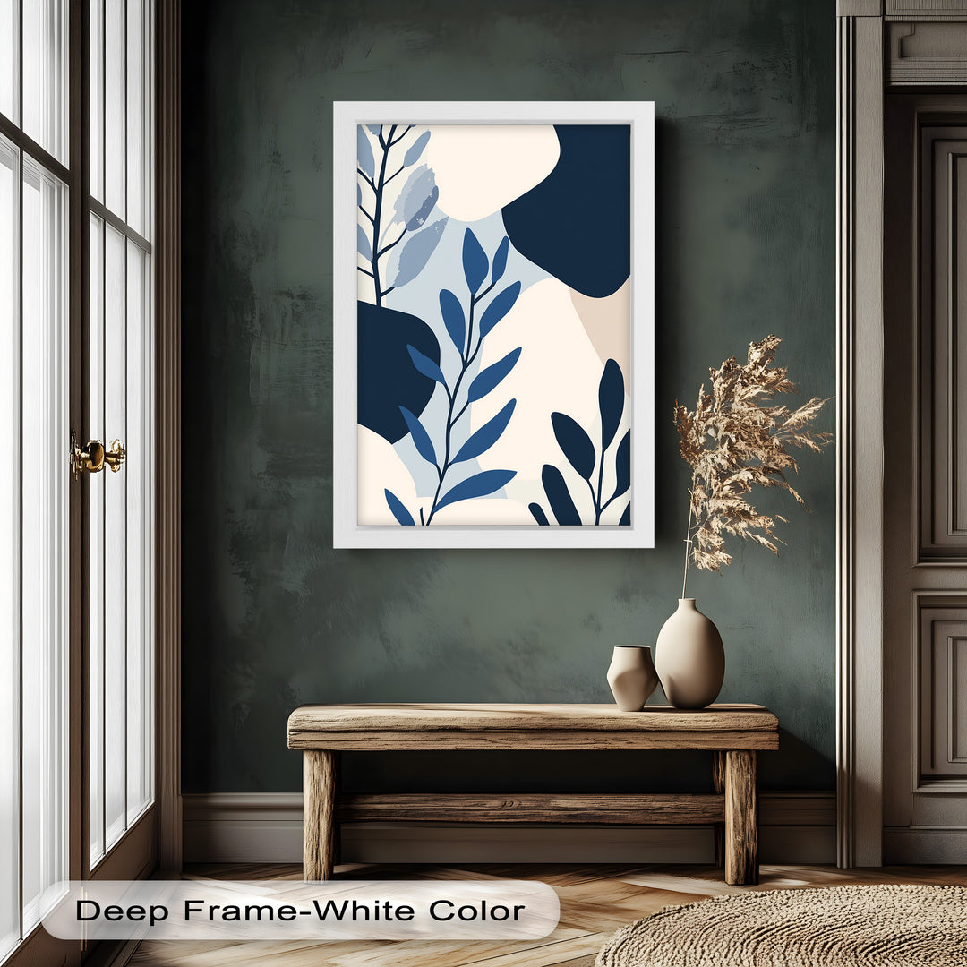 Indigo Serenity – Minimalist Botanical Oil Painting