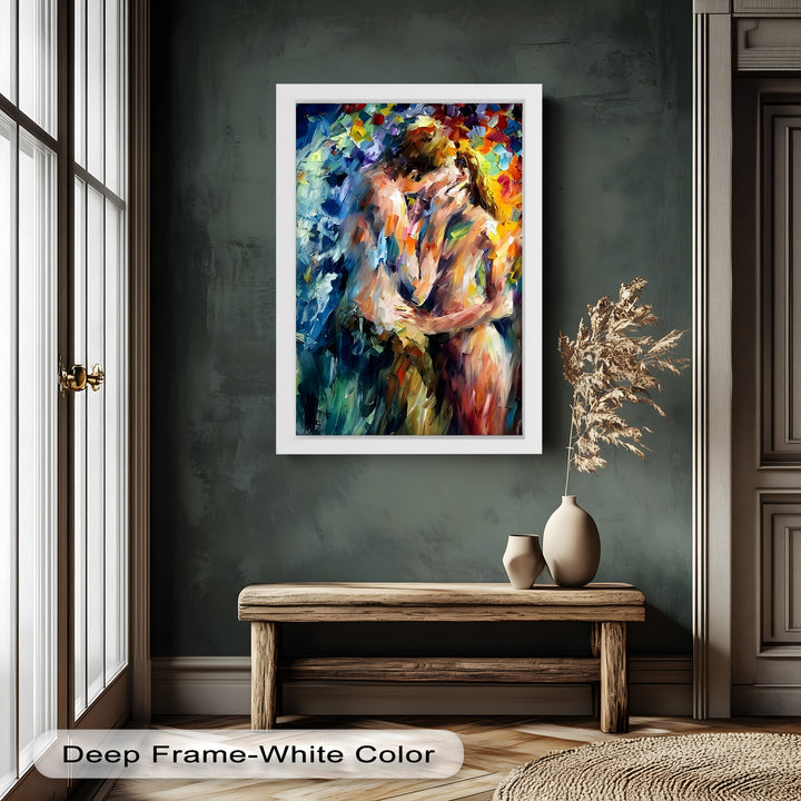 Ethereal Embrace – Abstract Lovers in a Burst of Color Oil Painting