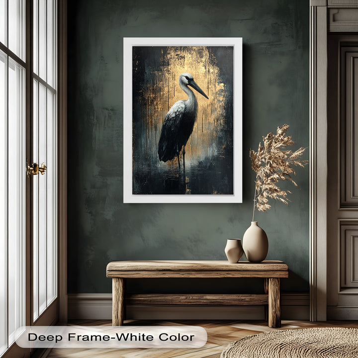 Golden Shadow Heron – Animal Oil Painting