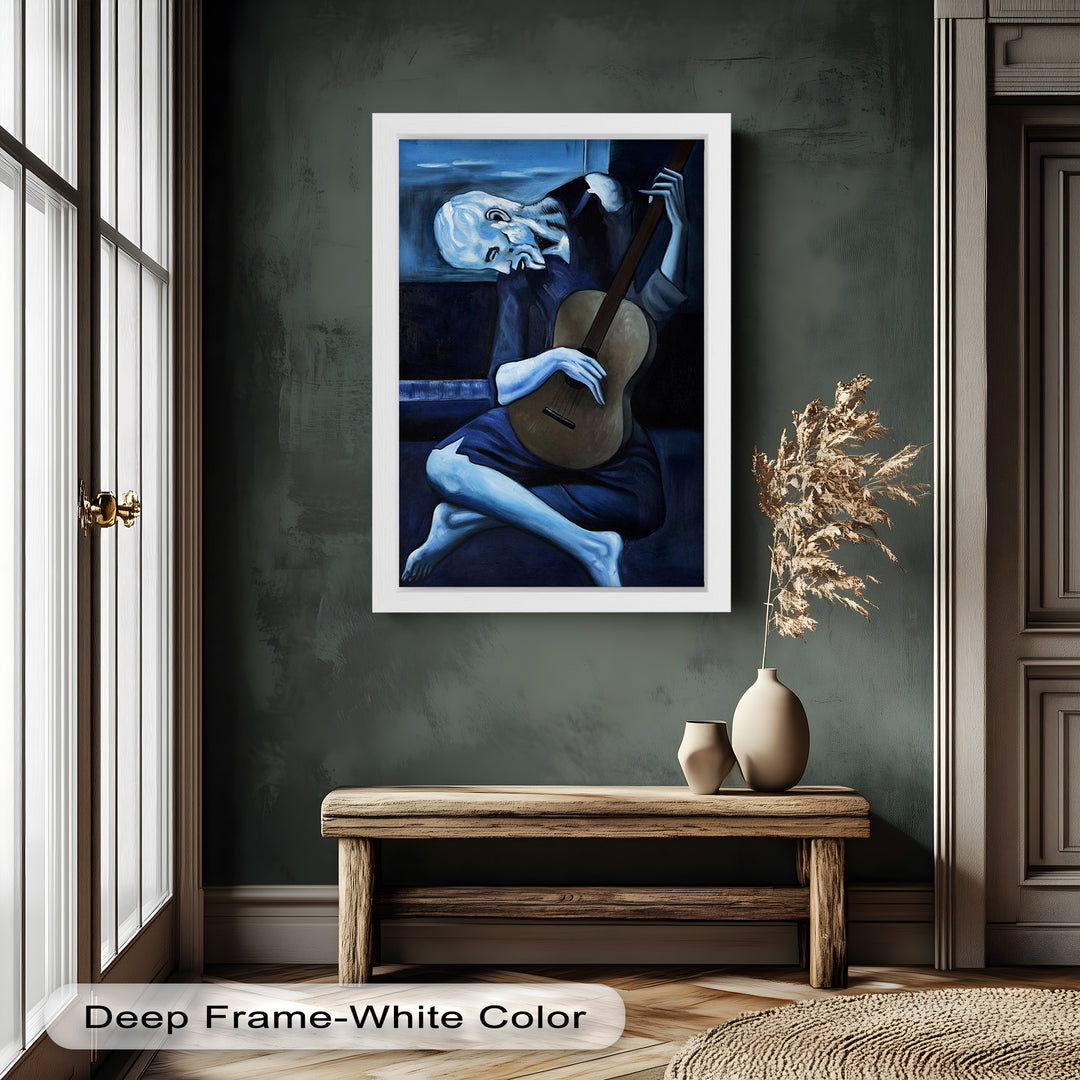 Melancholy Strings – Blue Period-Inspired Guitarist Oil Painting