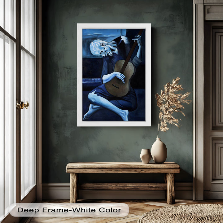 Melancholy Strings – Blue Period-Inspired Guitarist Oil Painting