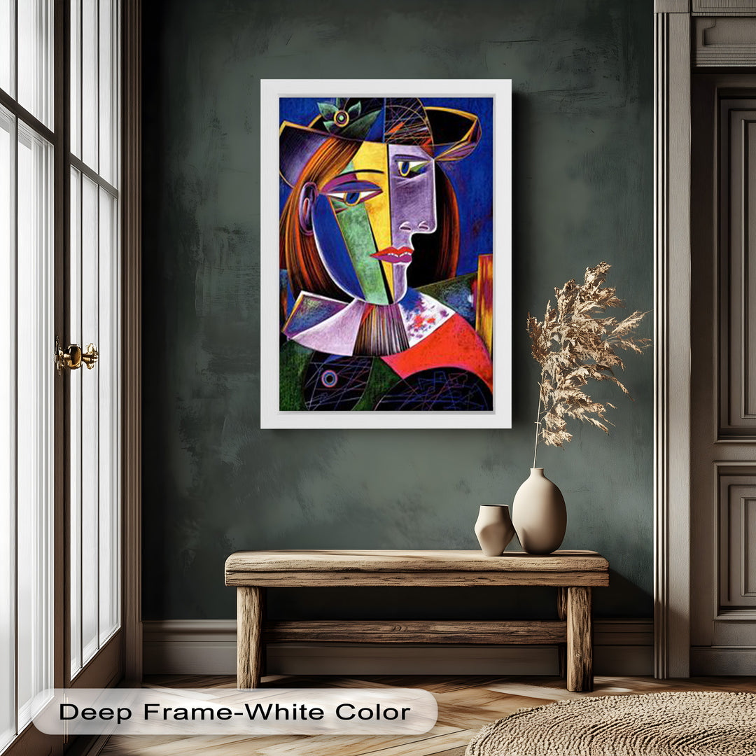 Vibrant Woman with a Flower Hat – Picasso Oil Painting