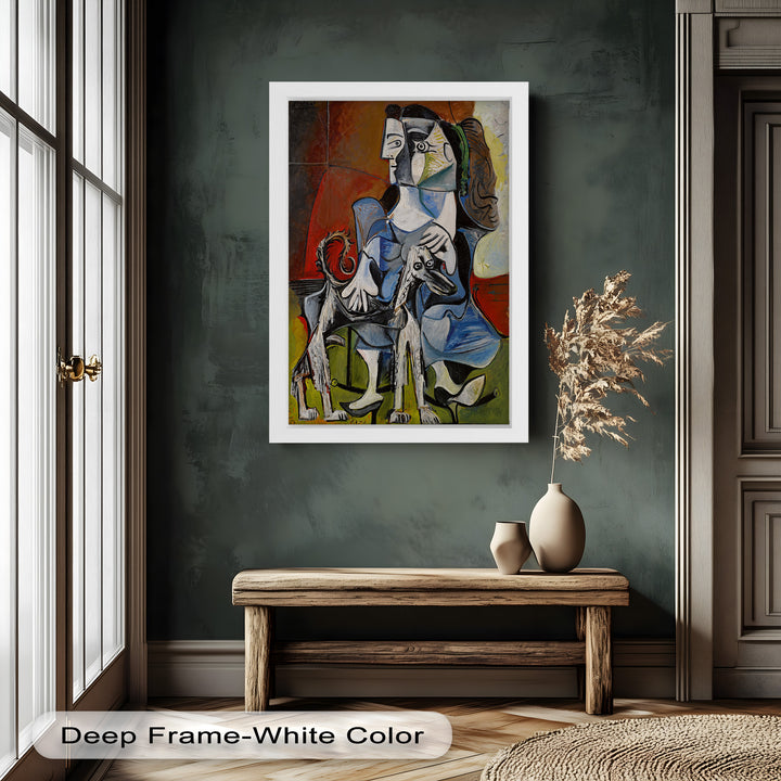 Loyal Companion – Picasso Style Woman with Dog Oil Painting