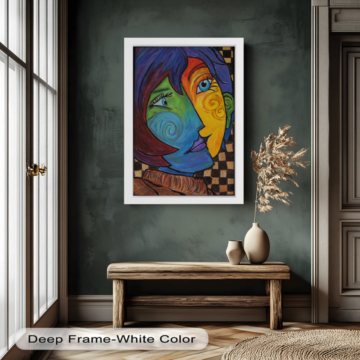 Dual Emotions – Vibrant Abstract Portrait Picasso Oil Painting