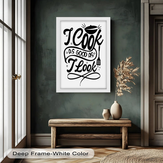 The crisp, white edge and borders of this framed oil painting artwork enhance the black and white quote, creating a clean, modern presentation.