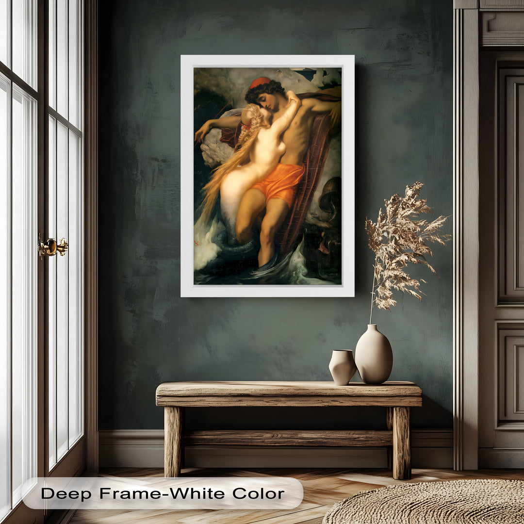 The Embrace of the Sea – Romantic Mythological Nude Oil Painting