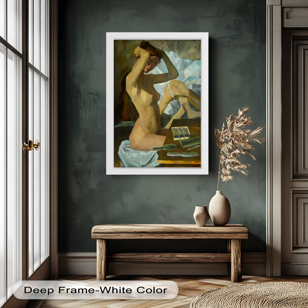 Muted Reverie – Figurative Nude Oil Painting in Earth Tones