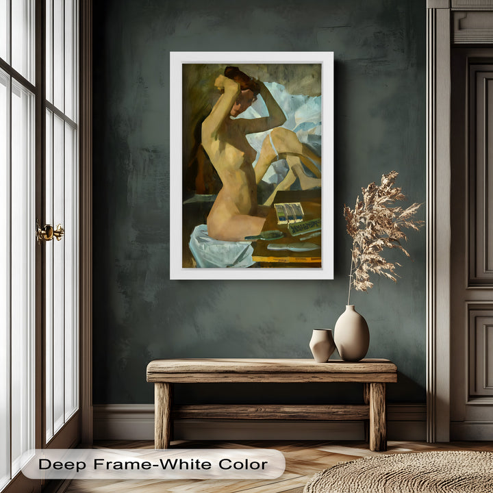 Muted Reverie – Figurative Nude Oil Painting in Earth Tones