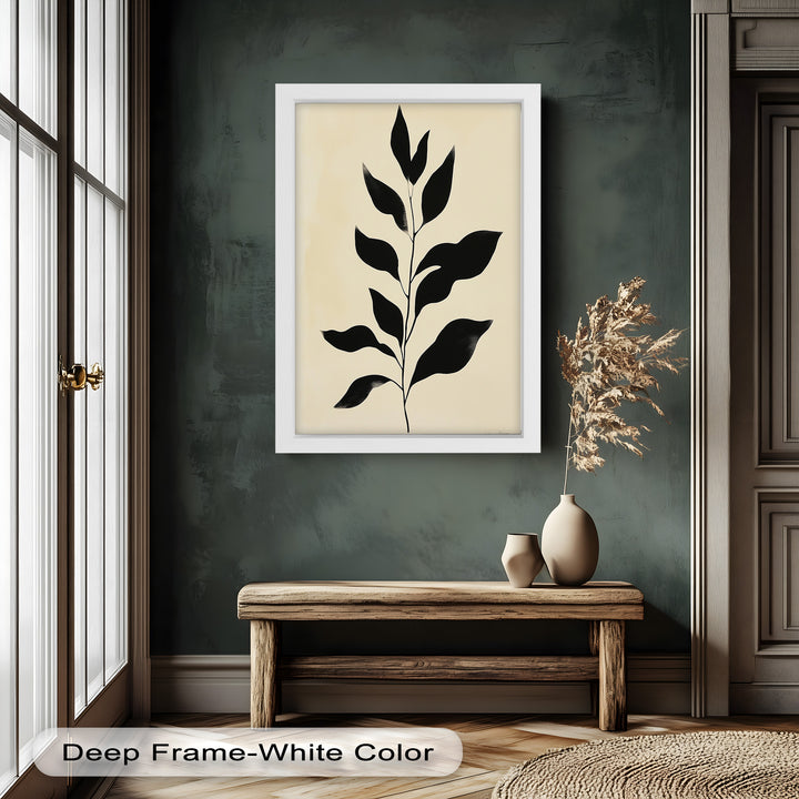 Black Botanical Minimalism – Monochrome Oil Painting