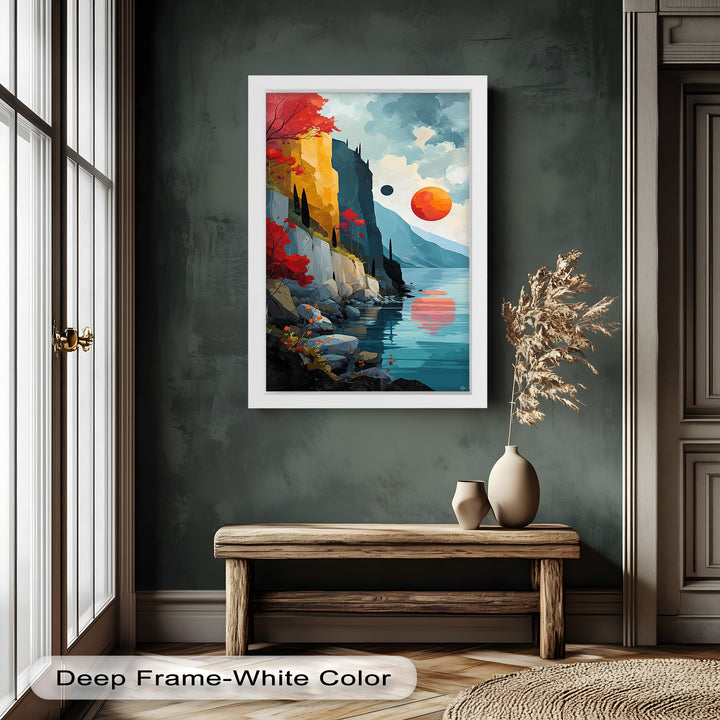 Celestial Cliffs – Surreal Coastal Landscape Picasso Oil Painting
