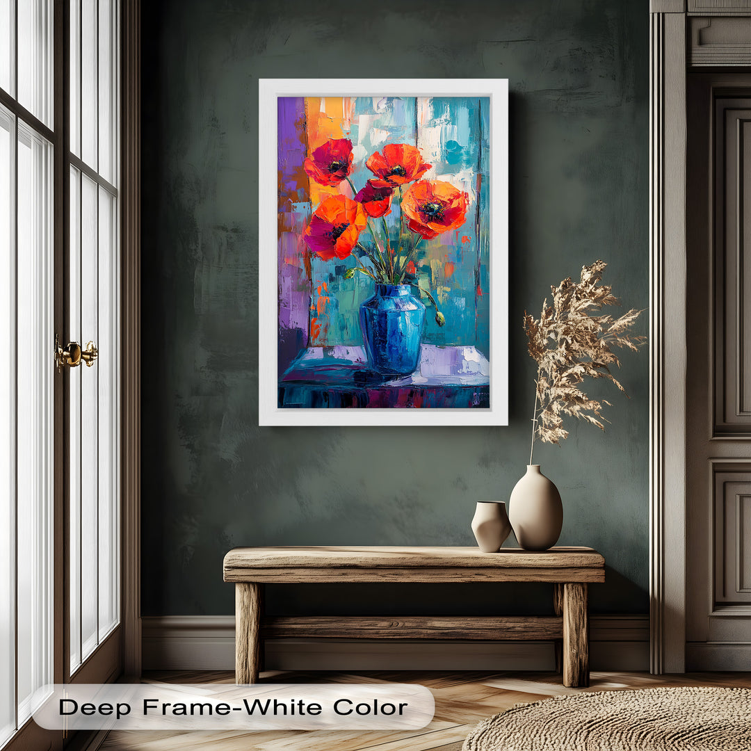 Crimson Blooms – Poppy Flower Oil Painting