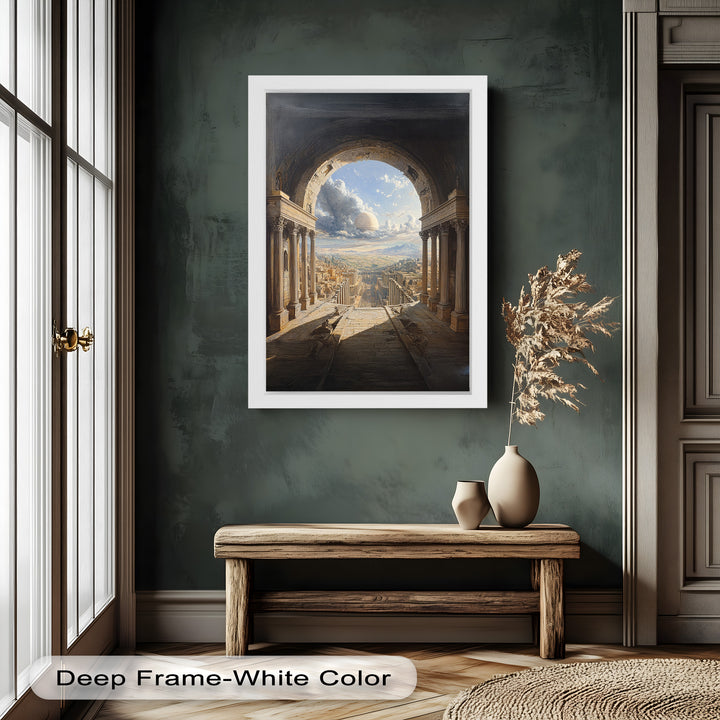 Celestial Archway over an Ancient Metropolis – Renaissance Oil Painting