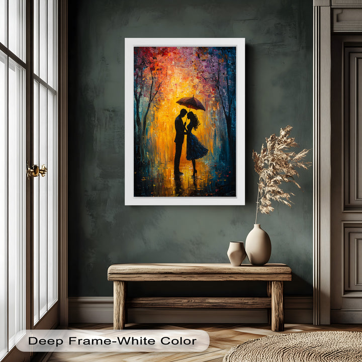 Lovers Under Autumn Glow – Romantic Couple Oil Painting