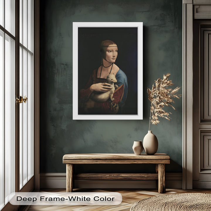 Dame mit Hermelin – Renaissance Portrait Historisches Ölgemälde