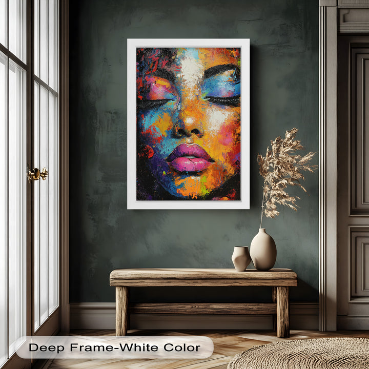 Chromatic Reverie – Bold Female Portrait in Abstract Oil Painting