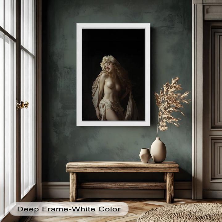 Moonlit Reverie – Classical Nude with Floral Crown Oil Painting