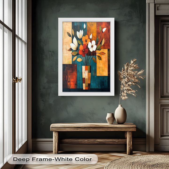 Geometric Bloom – Modern Floral Abstract Oil Painting