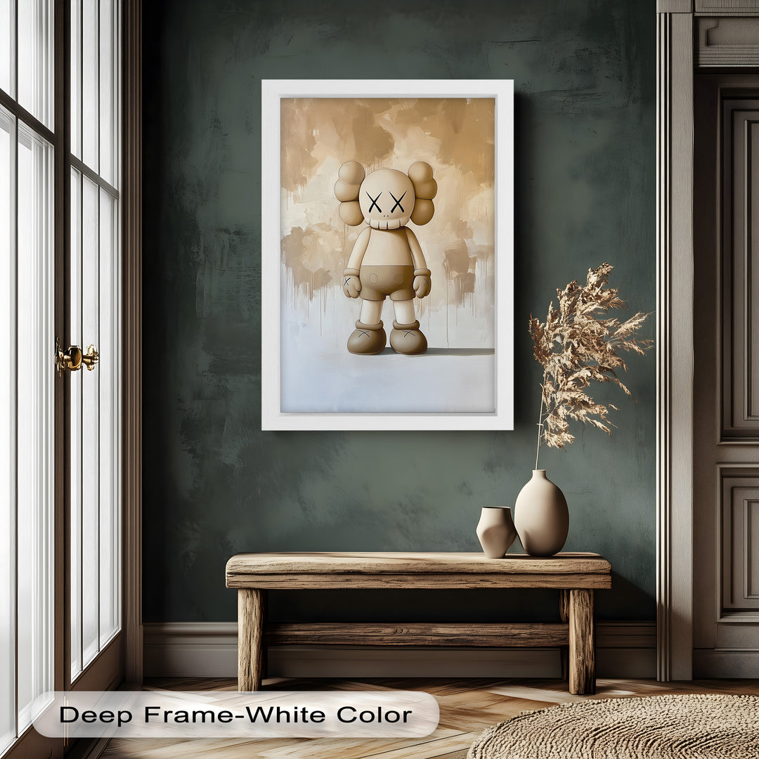 Monochrome Companion – Minimalistisches KAWS-Ölgemälde