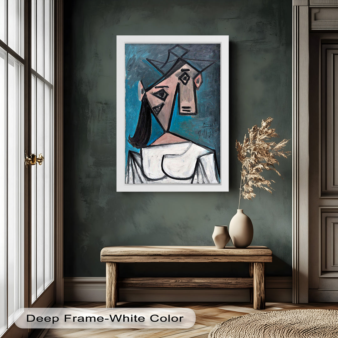 Angular Expression – Cubist Woman in White Dress Picasso Oil Painting