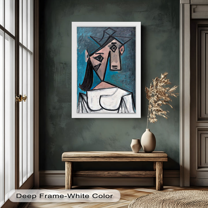 Angular Expression – Cubist Woman in White Dress Picasso Oil Painting