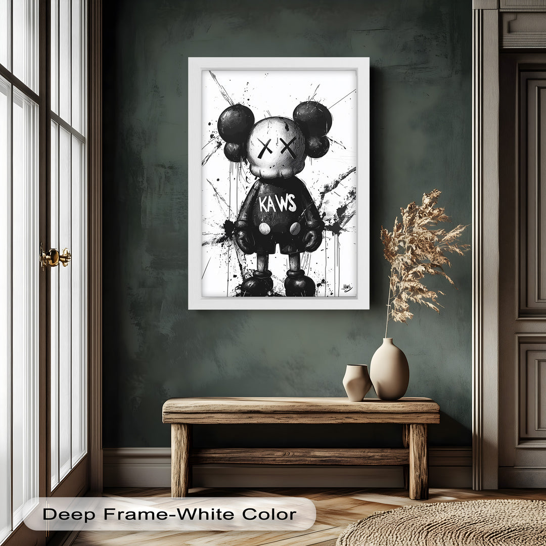 Black & White Figure – KAWS Graffiti Oil Painting