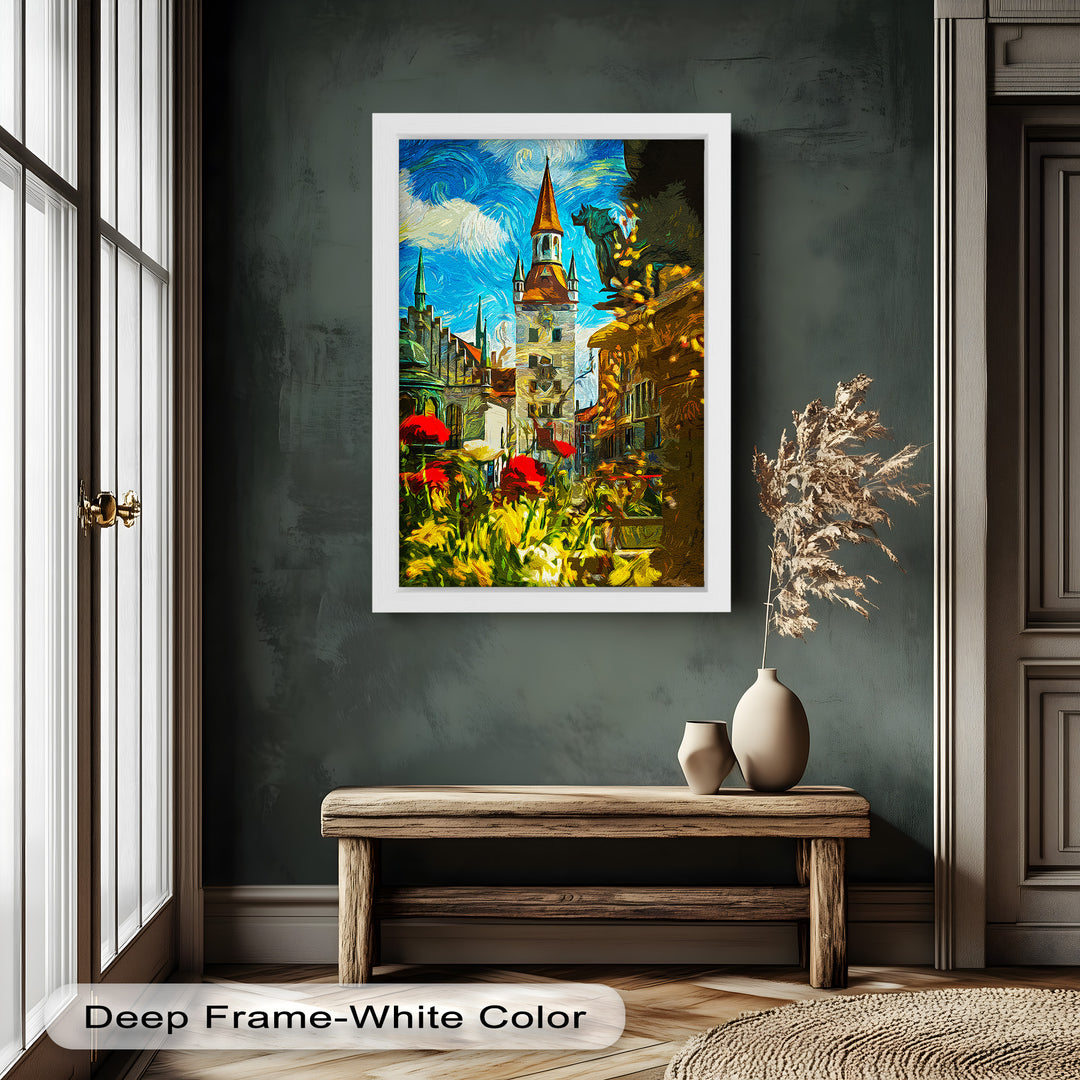 Sunlit Cathedral Square – Vibrant European Cityscape Picasso Oil Painting
