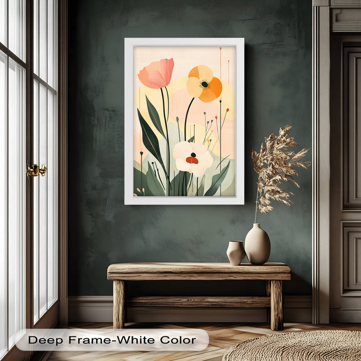 Sonnengeküsstes Trio – Minimalistisches florales Ölgemälde