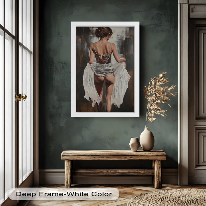 Soft Steps in Lace – Romantic Figurative Nude Oil Painting