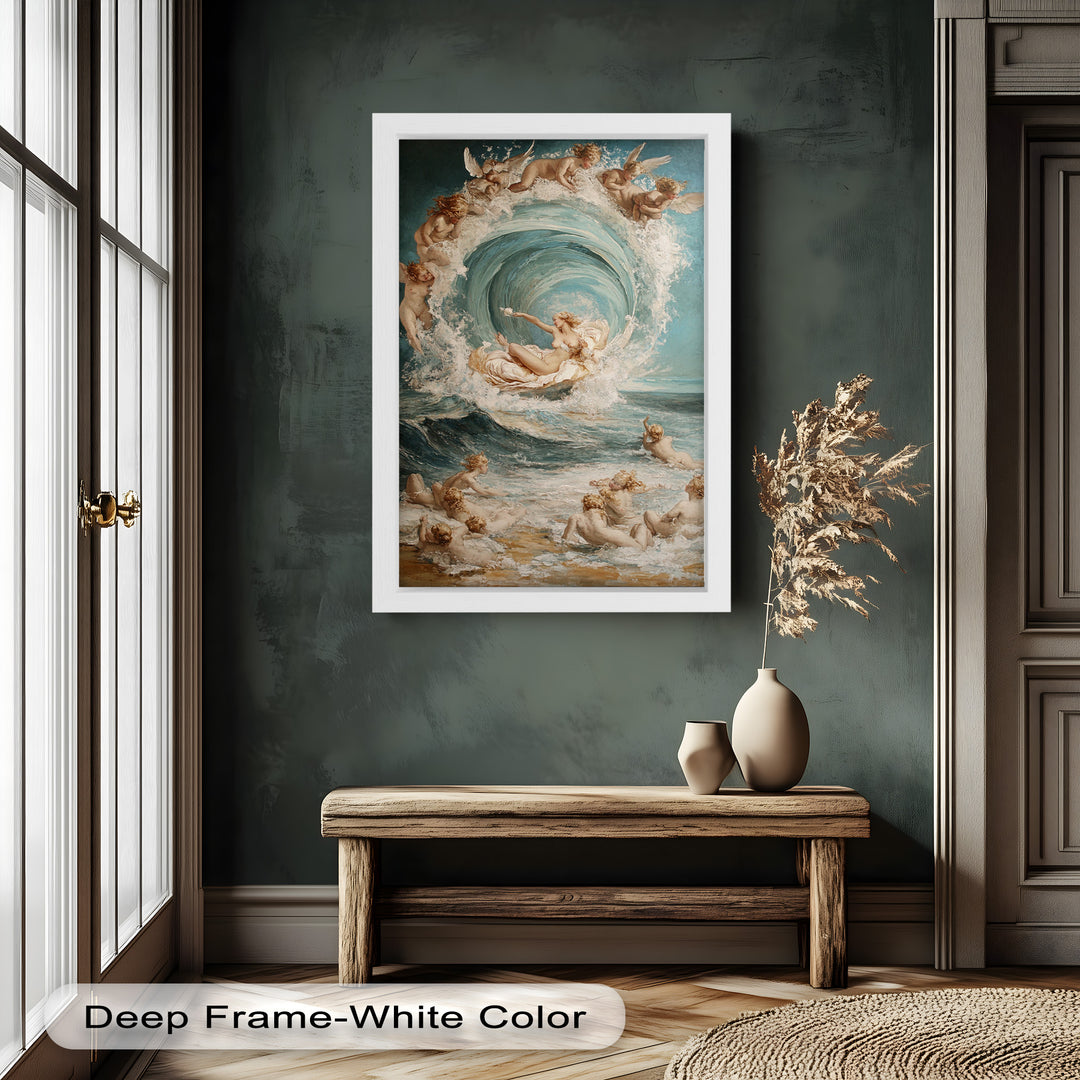 Birth of the Wave – Mythological Goddess and Cherubs Oil Painting
