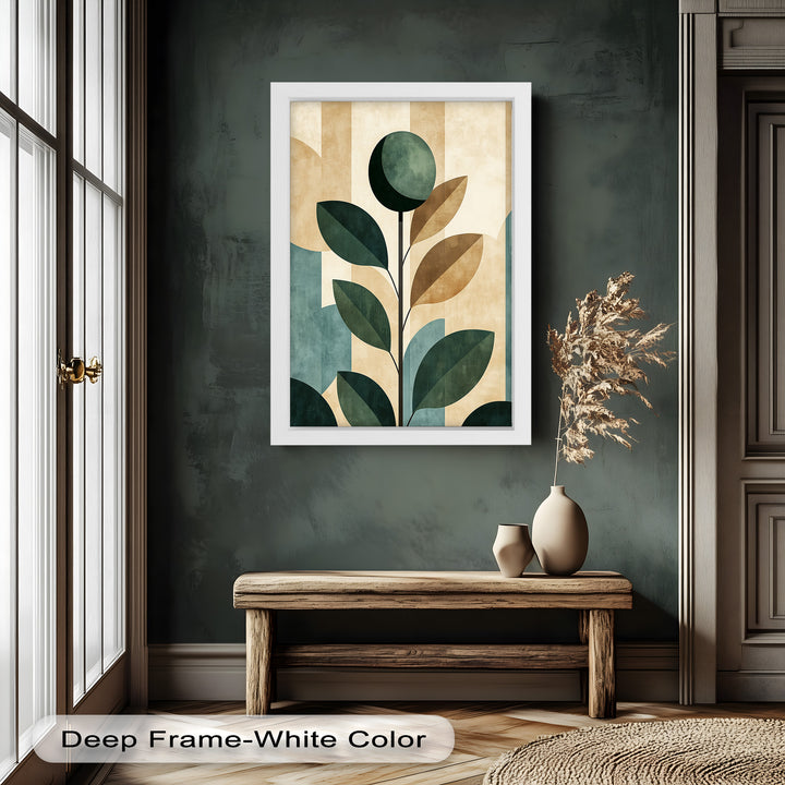 Geometric Botanical – Mid-Century Modern Leaf Oil Painting