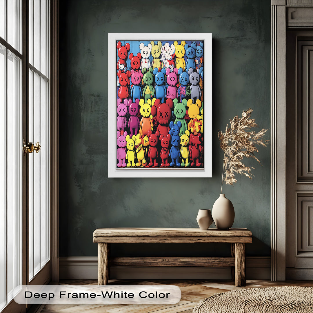 KAWS Rainbow Parade – Mehrfarbiges Pop-Art-Ölgemälde