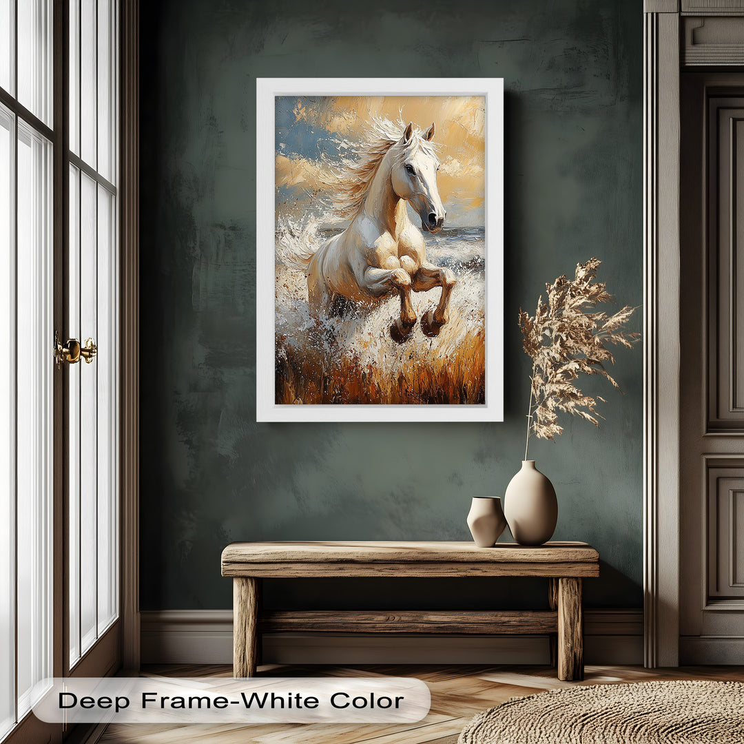Spirit of the Wind – White Horse Oil Painting