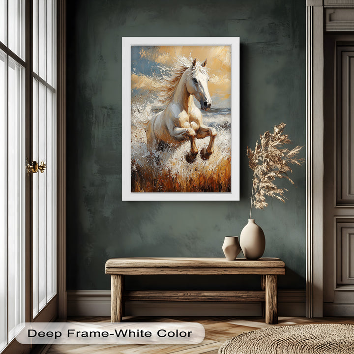 Spirit of the Wind – White Horse Oil Painting