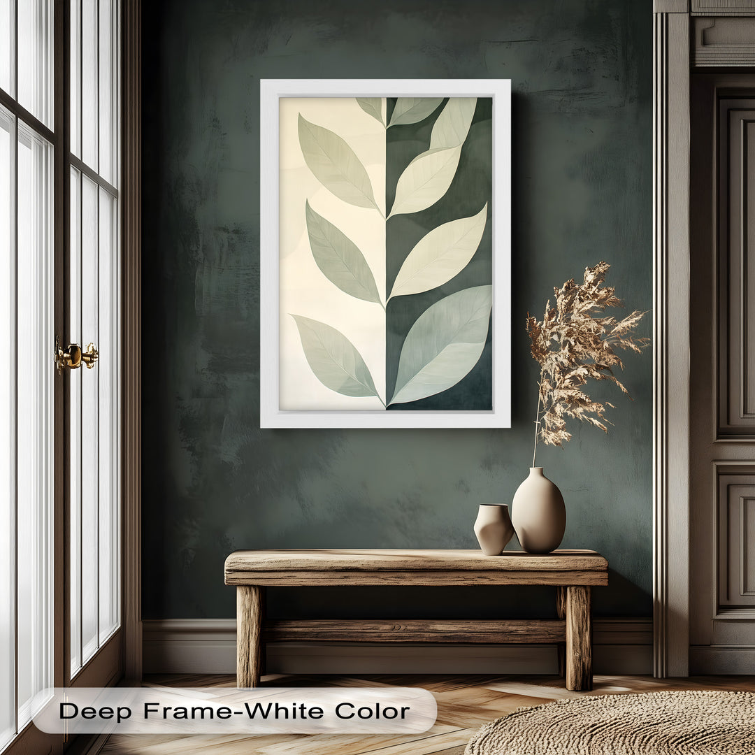 Minimalist Leaf  – Monochrome Botanical Oil Painting