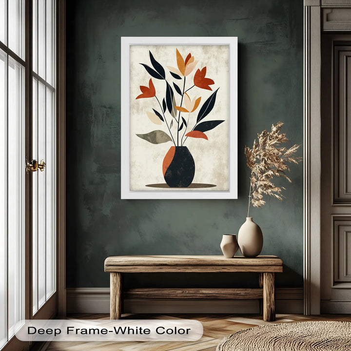 Earthy Boho Floral – Modern Abstract Vase Oil Painting - MyPhotoStation