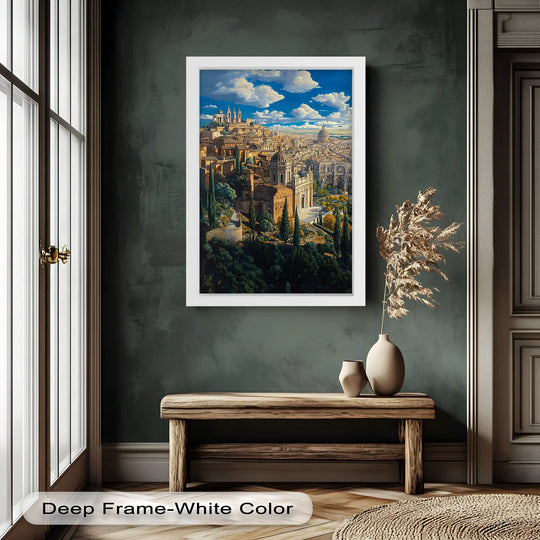 Sunlit Heights of Rome – Classical Cityscape Renaissance Oil Painting - MyPhotoStation