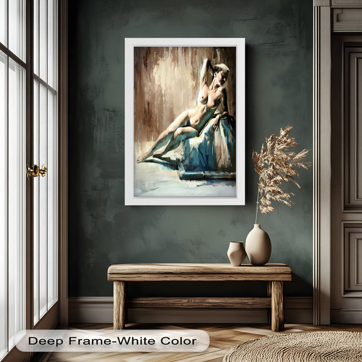 Echoes of Light – Modern Reclining Nude Oil Painting