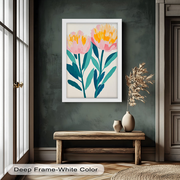 Sunburst Peonies – Modernes Boho-Blumenölgemälde