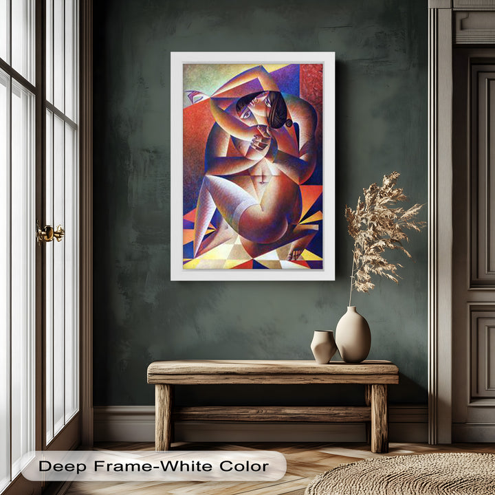 Entwined Forms – Abstract Lovers in Geometric Harmony Picasso Oil Painting